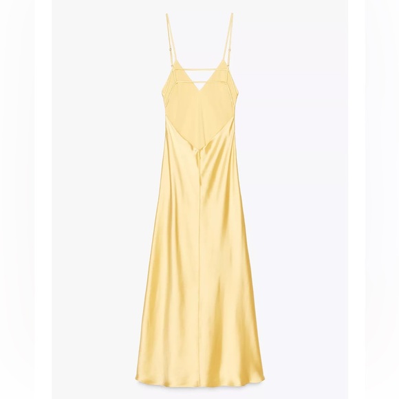 Zara NWT satin midi dress yellow 4772/217 - Picture 5 of 10